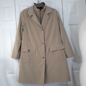 East 5th Vintage Beige Lightweight  Jacket Double Lined Zippered Snap Siz Medium